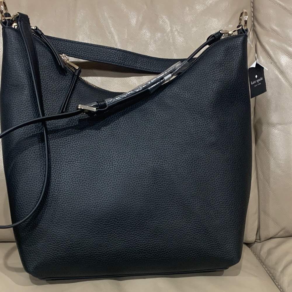 Kate Spade Zippy Black Pebbled Leather Hobo Large bag. - Picture 8 of 14
